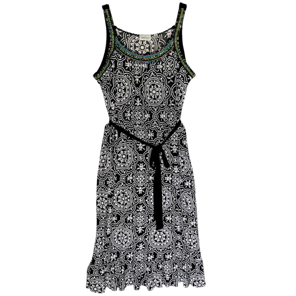 Avenue Maxi Sun Dress Plus Size 26 28 Colorful Beading Black White Sleeveless